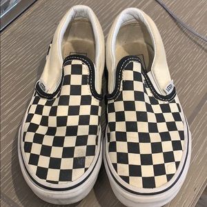 Unisex black and white checkered kids vans sz 13
